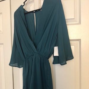 New Charlotte Russe Green Chiffon Wrap Romper S